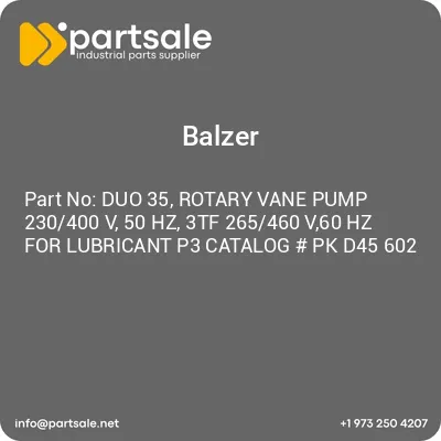 balzer-duo-35-rotary-vane-pump-230400-v-50-hz-3tf-265460-v60-hz-for-lubricant-p3-catalog-pk-d45-602