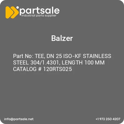 balzer-tee-dn-25-iso-kf-stainless-steel-30414301-length-100-mm-catalog-120rts025