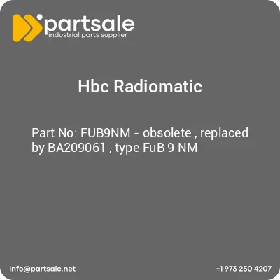 hbc-radiomatic-fub9nm-obsolete-replaced-by-ba209061-type-fub-9-nm