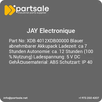 jay-electronique-xdb-4012xdb00000-blauer-abnehmbarer-akkupack-ladezeit-ca-7-stunden-autonomie-ca-12-stunden-100-nutzung-ladespannung-5-v-dc-gehausematerial-abs-schutzart-ip-40