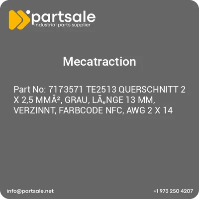 7173571-te2513-querschnitt-2-x-25-mma2-grau-lange-13-mm-verzinnt-farbcode-nfc-awg-2-x-14