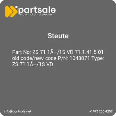 steute-zs-71-1a1s-vd-71141501-old-codenew-code-pn-1048071-type-zs-71-1a1s-vd