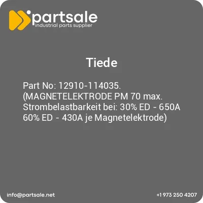 tiede-12910-114035-magnetelektrode-pm-70-max-strombelastbarkeit-bei-30-ed-650a-60-ed-430a-je-magnetelektrode