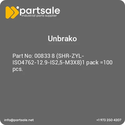 unbrako-00833-8-shr-zyl-iso4762-129-is25-m3x81-pack-100-pcs