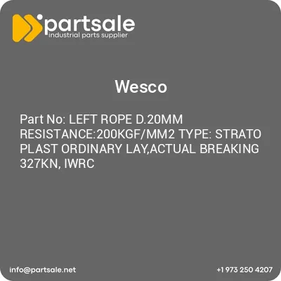 wesco-left-rope-d20mm-resistance200kgfmm2-type-strato-plast-ordinary-layactual-breaking-327kn-iwrc