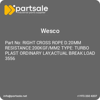 wesco-right-cross-rope-d20mm-resistance200kgfmm2-type-turbo-plast-ordinary-layactual-break-load-3556